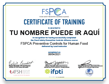 Certificado FSPCA